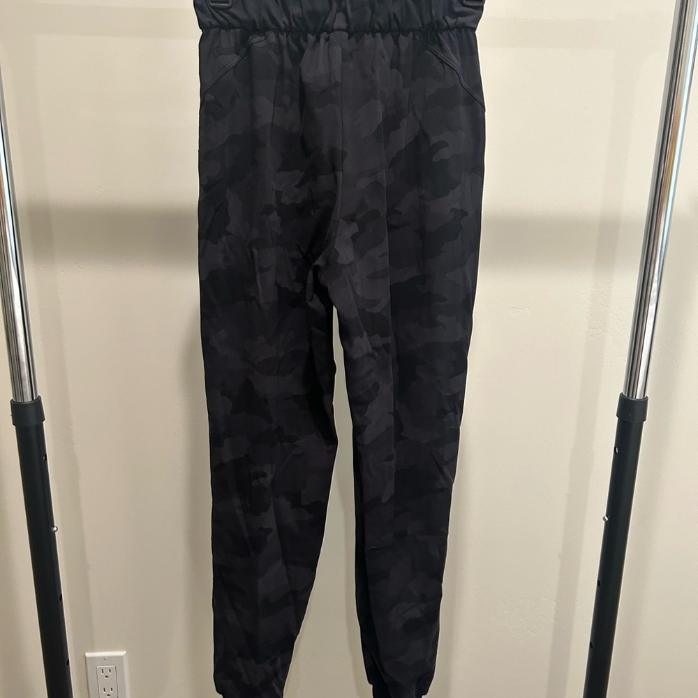 Lululemon black camouflage joggers.